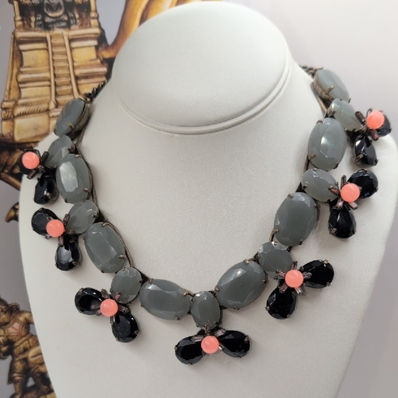 J. Crew Gray, Pink and Blue/Black Layered Necklace - Picture 1 of 5